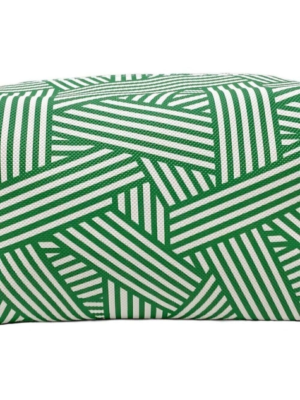 Green and white striped geometric cosmetic bag. - Picture 2 of 2